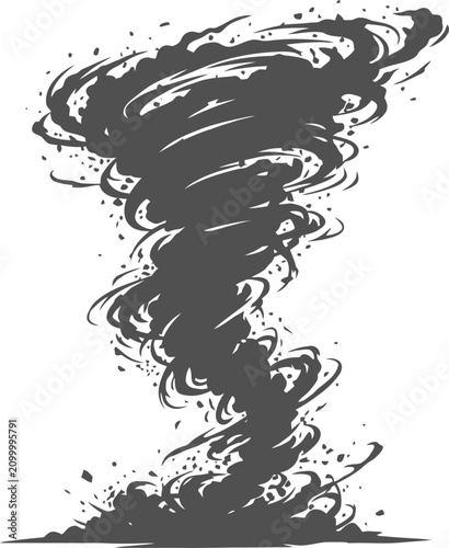 Принти на полотні Powerful tornado whirlwind spins violently against a plain transparent backgroun
