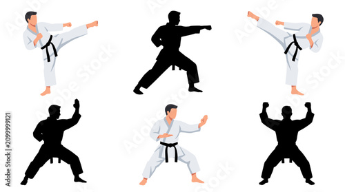 Konstfotografi Professional vector collection featuring different karate athlete action poses,