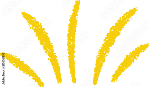 Yellow Crayon Sunburst Hand Drawn Graphic Element Isolated