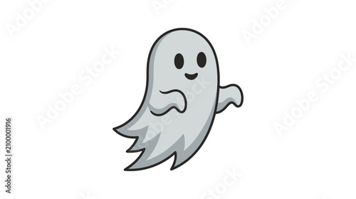 Billede på lærred Ghost floats in a cheerful manner with a friendly expression and small outstretched arms