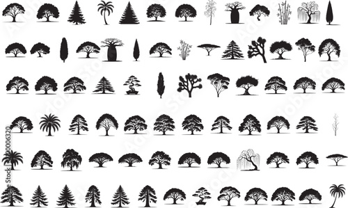170+ Tree and Plant Silhouette Vector Mega Pack