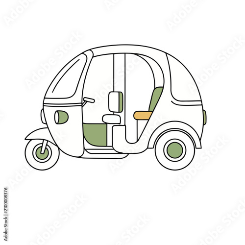 White three-wheeled vehicle illustration
