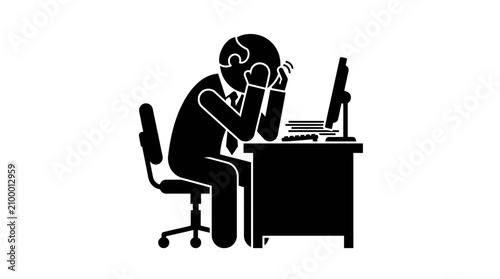 Cuadro en lienzo Frustrated office worker at computer desk.
