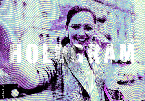 Hologram Glitch Photo Effect Mockup