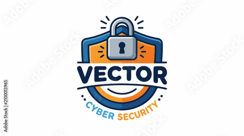 A digital shield with a padlock and cyber security text