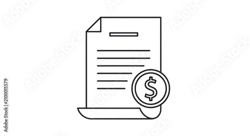 Financial document icon with dollar coin symbol