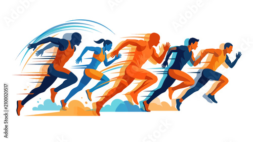 Photos Dynamic Runners in Colorful Motion