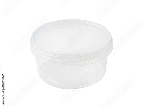 Empty transparent plastic container isolated on transparent background