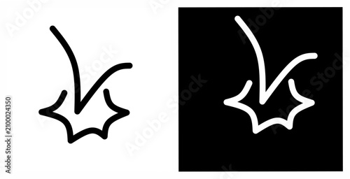 Foto Minimal bounce arrow line icon with impact spark in positive and negative styles