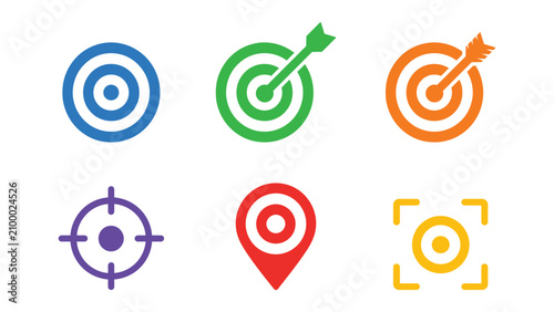 Minimal Target Icons Set Flat Vector Collection | Bullseye, Crosshair, Archery, Dartboard & Focus UI Symbols