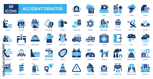 Konstfotografi Accident Disaster Fill Icon Set