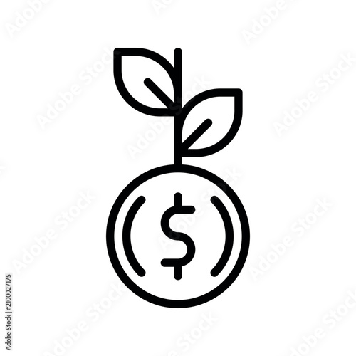 Fotografía Sustainable organic plant sprout growing on financial dollar coin for passive in