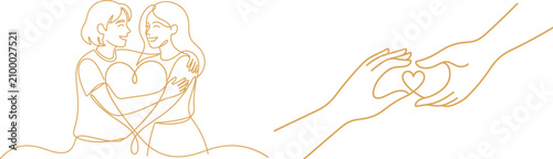 Foto Celebrating friendship day warm hugs and heartfelt connection line art for cards