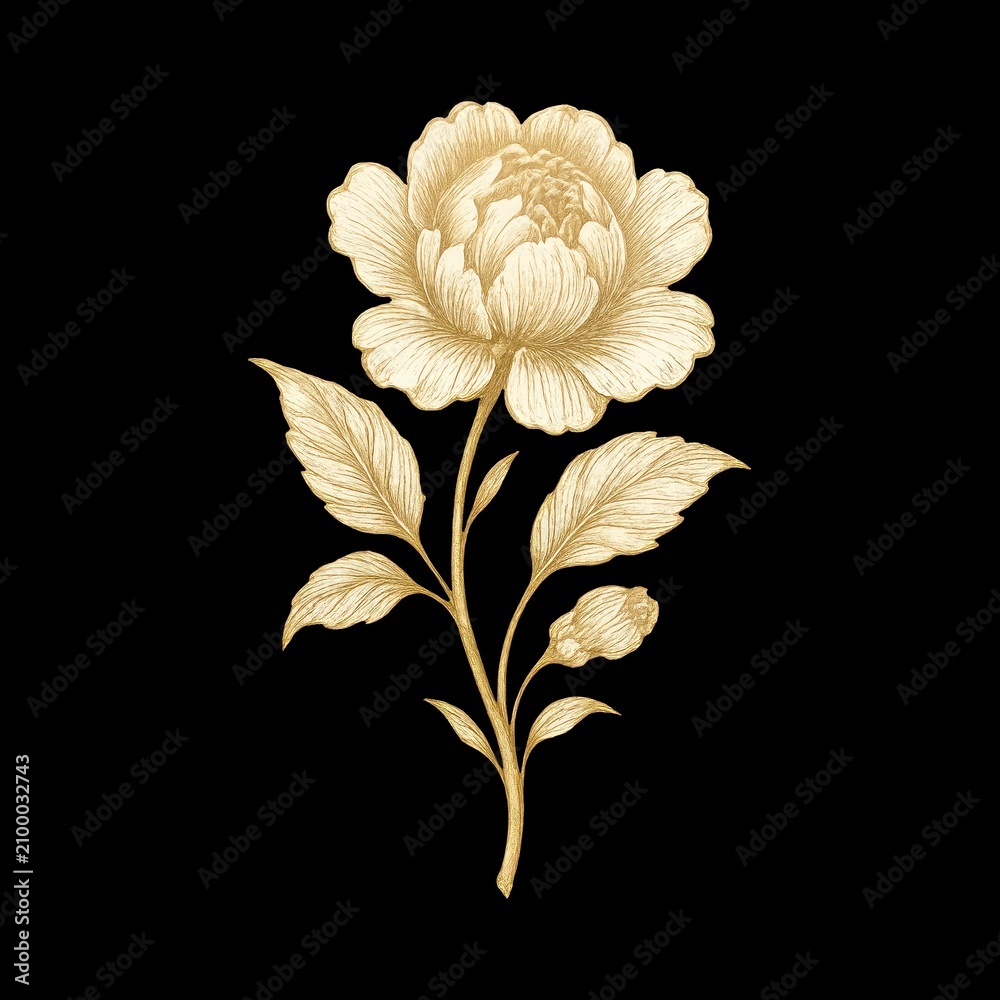 Obraz premium Elegant golden floral illustration.