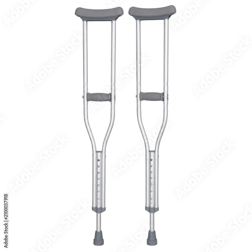 Pair of Adjustable Aluminum Medical Crutches