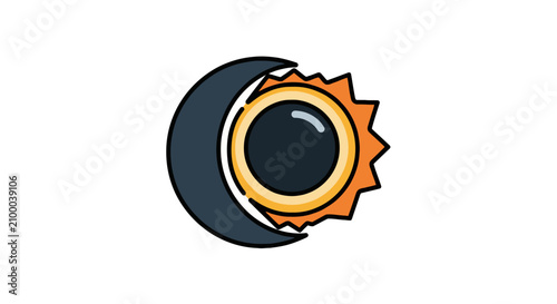 Vászonkép Solar eclipse phase with moon covering the sun