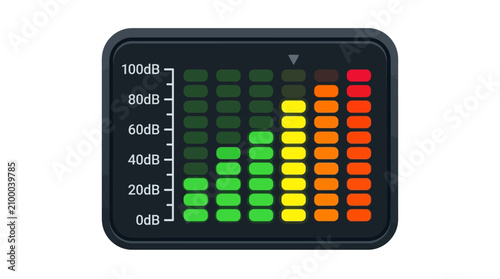 Foto Digital audio equalizer vector icon, colorful sound frequency level meter, music
