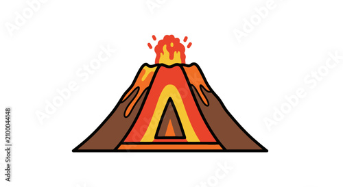 Bilde på lerret Volcano erupting with bright orange and red lava
