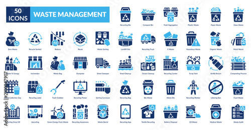 Billede på lærred Waste Management Fill Icon Set