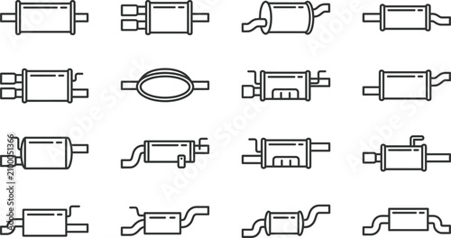 Fotografija Various Muffler Exhaust System Components.