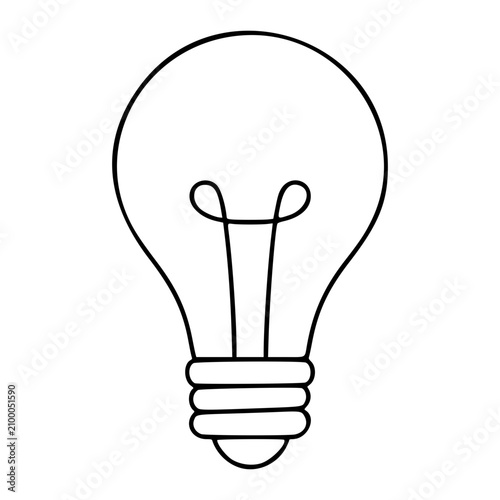 A clean black and white line art vector icon of a classic lightbulb with visible filament, perfect for representing ideas, innovation, creativity, or energy solutions in digital and print projects.