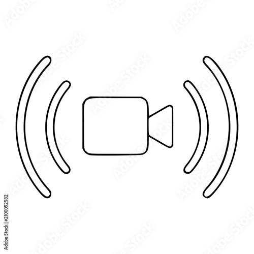 Photos Elegant black and white line art vector icon showing a live stream signal with on-air indicator, perfect for television networks, streaming platforms, or media player controls