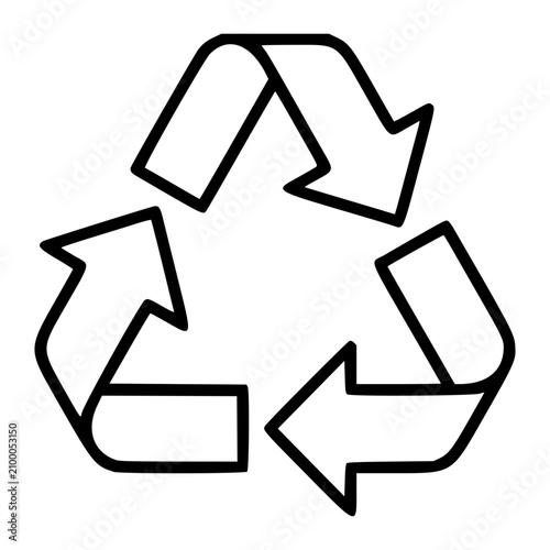 Universal recycling loop symbol vector icon in clean hand-drawn outline style, representing circular economy and sustainability for eco-conscious scalable graphic design and environmental branding.