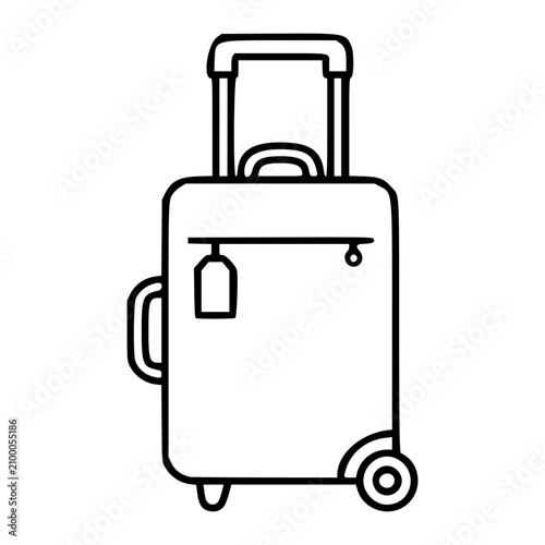 Canvas Print Rolling Suitcase Vector Icon, Clean Hand-Traced Line Illustration of Travel Lugg