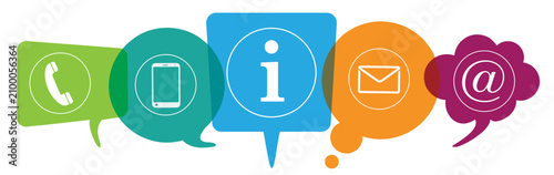 Contact Icons Colored Speech Bubbles Header Transparent