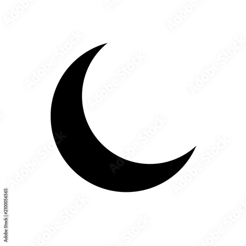 Crescent moon icon isolated on transparent background. Minimalist black lunar symbol for design and branding projects.