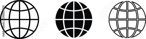 World wide web, internet connectivity icon set, vector illustration of world globe