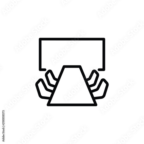 Business conference room meeting icon with table and chairs conference business collaboration