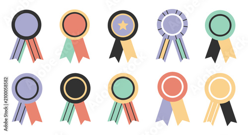 Foto Colorful prize ribbon icons for awards and recognitions