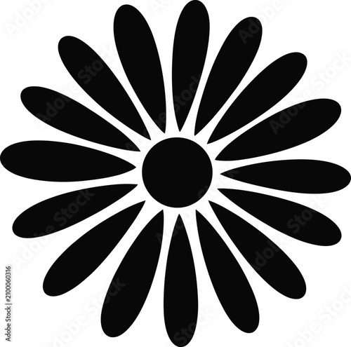 Black and white minimalist daisy flower simple floral silhouette