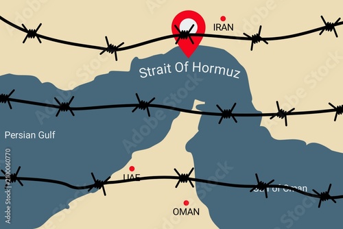 Bild auf Leinwand Strait of Hormuz blockade and crude oil crisis graphic
