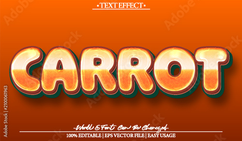  Carrot Fresh Organic Healthy Vegetable Vector Fully Editable Smart Object Text Effect