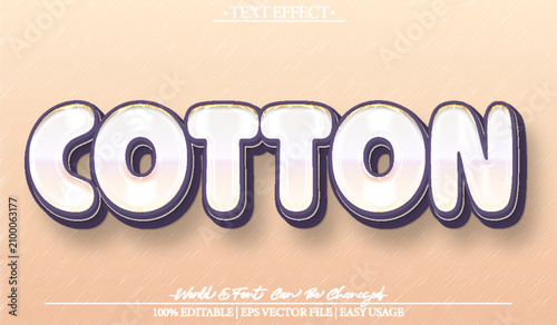  Cotton Soft Fluffy Natural Fabric Vector Fully Editable Smart Object Text Effect