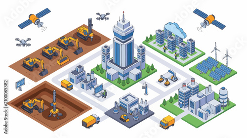 Foto Industrial construction site with buildings.