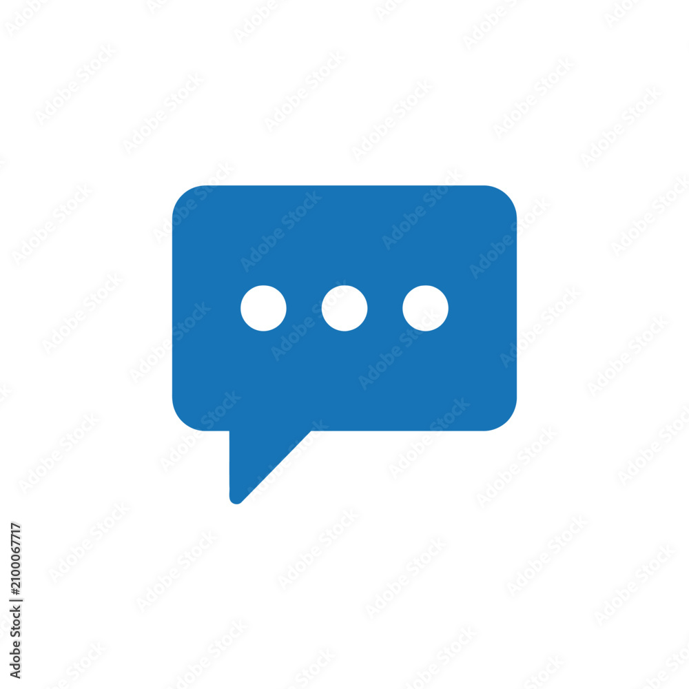 Fototapeta premium Simple blue chat bubble icon with three dots, communication symbol, message notification