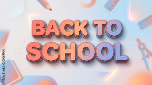Back to school typography design. Educational banner with 3D text