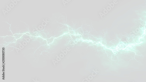 Tableau sur toile Cyan electric lightning bolt isolated on transparent background