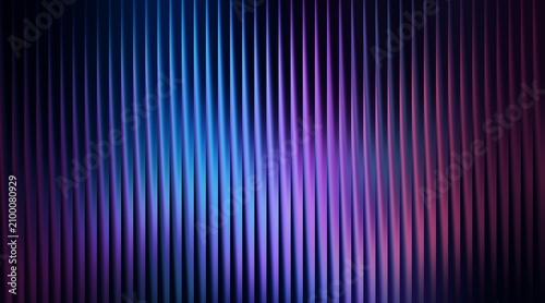 Abstract blue and purple vertical lines. Neon light background with glowing striped pattern.
