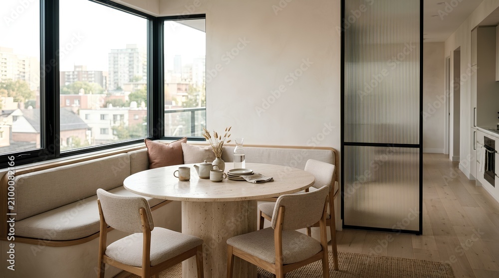 Fototapeta premium Minimalist Breakfast Nook in Modern Condo