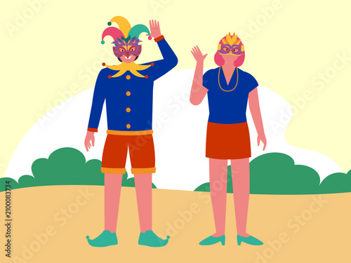 Obraz na plátně Carnival Verve Concept Illustration Illustration Vector Style