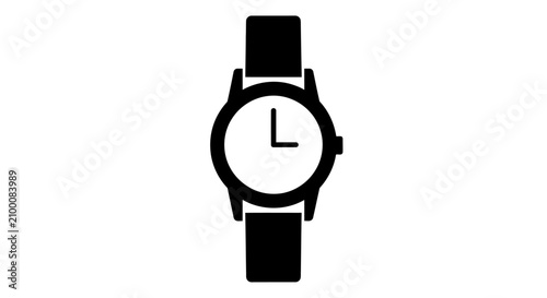 Fotografija Wristwatch Silhouette On White Background Minimalist Timekeeping Device