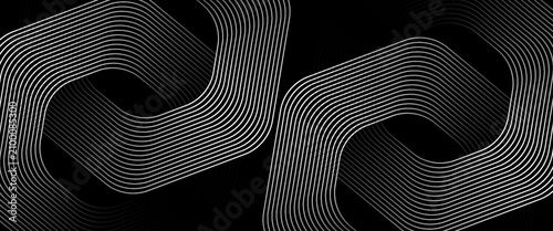 Tableau sur toile White geometric abstract background overlapping layers on bright space with line effect decoration
