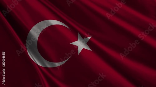 Realistic Turkey Flag Waving in Wind 4K Loop Animation, Turkish National Flag Background