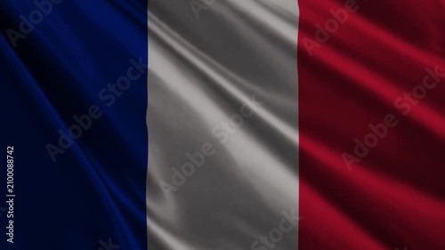Realistic France Flag Waving in Wind 4K Loop Animation, French National Flag Background
