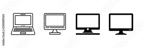 Bild auf Leinwand Computer device icon collection with outline and solid variations for laptops de