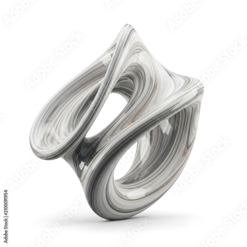 Abstract 3D Rendered Marble Sculpture with Swirling Patterns.
